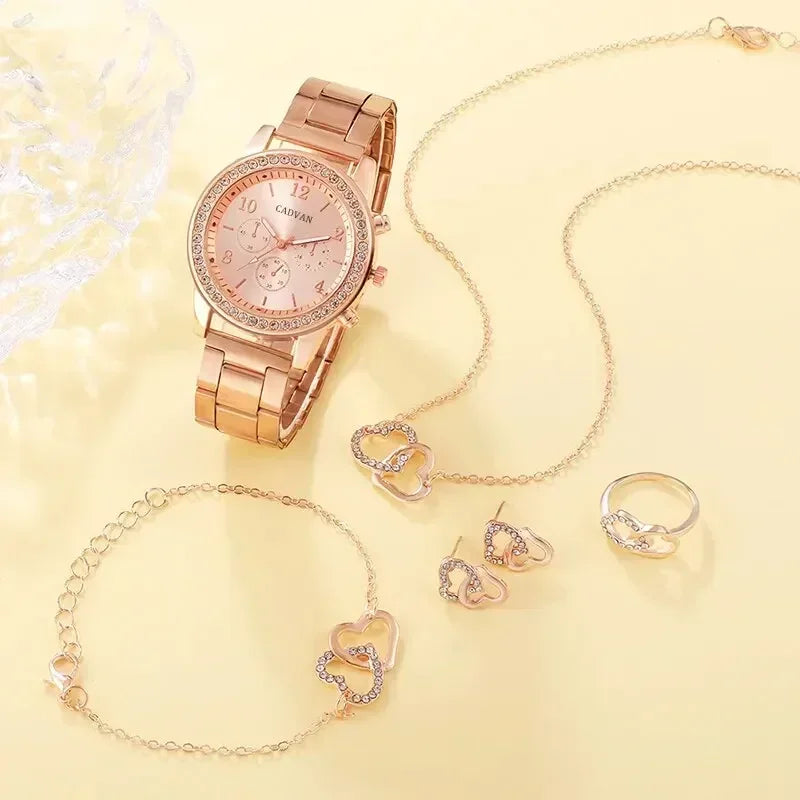 6PC Luxury Watch Women Set