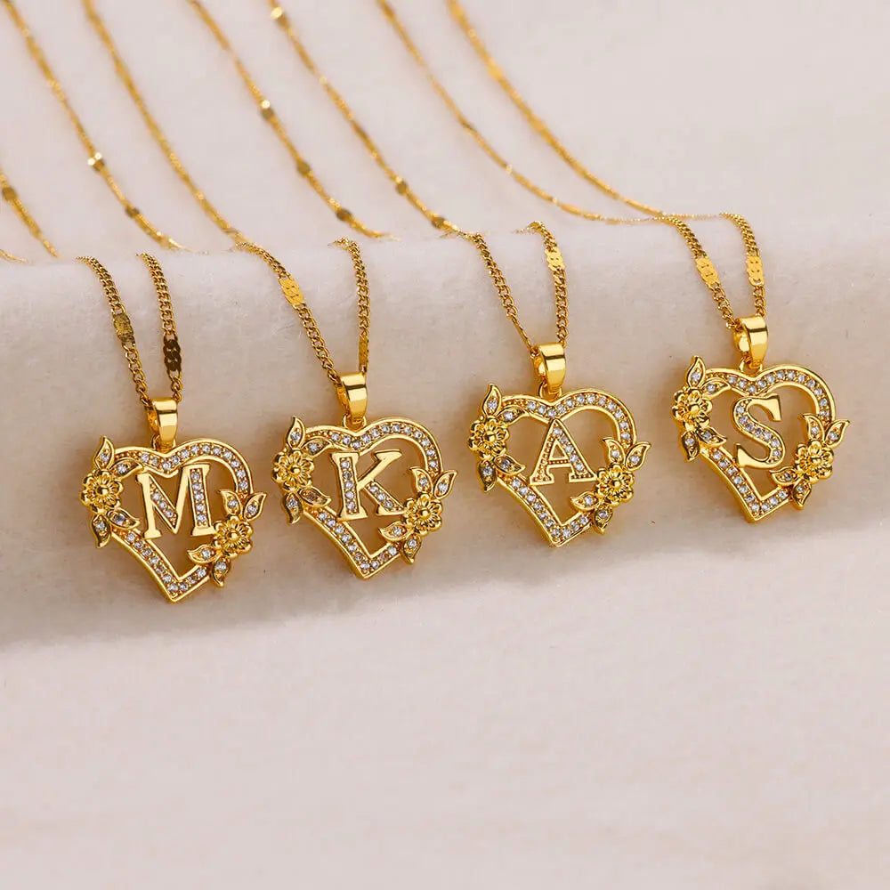 Heartfelt Initials: Zircon Flower Necklace