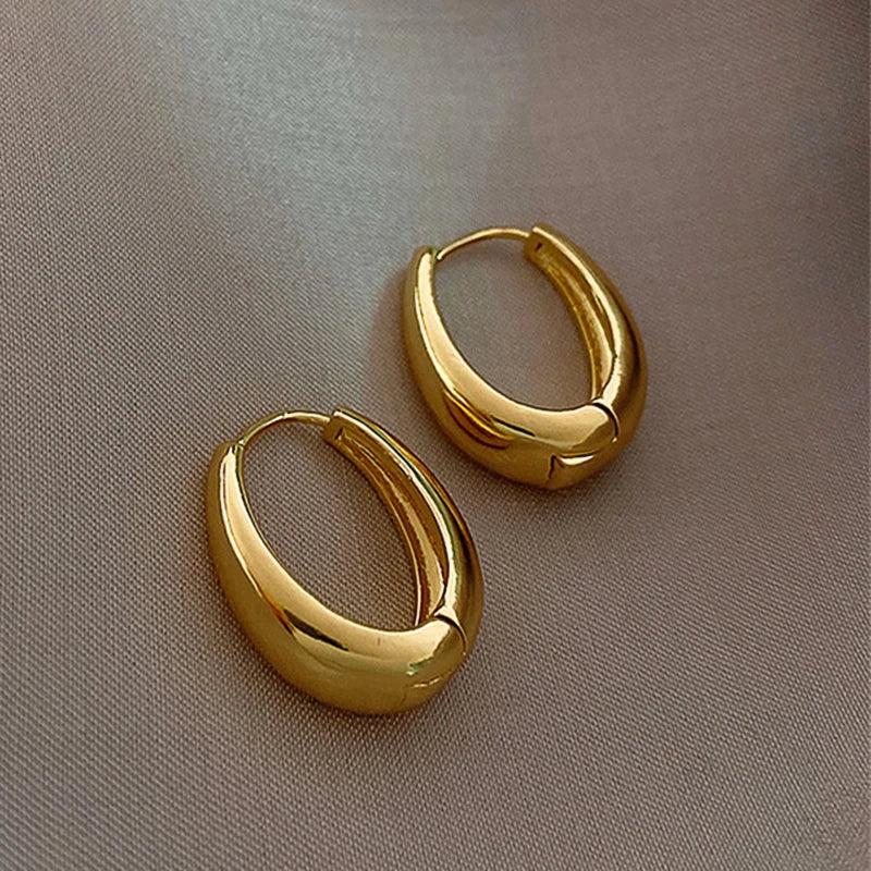 Huitan Fashion Metal Hoop Earrings